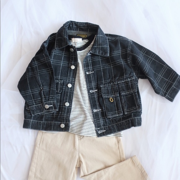 Toddler Boy Plaid Denim Jacket - Picture 2 of 8